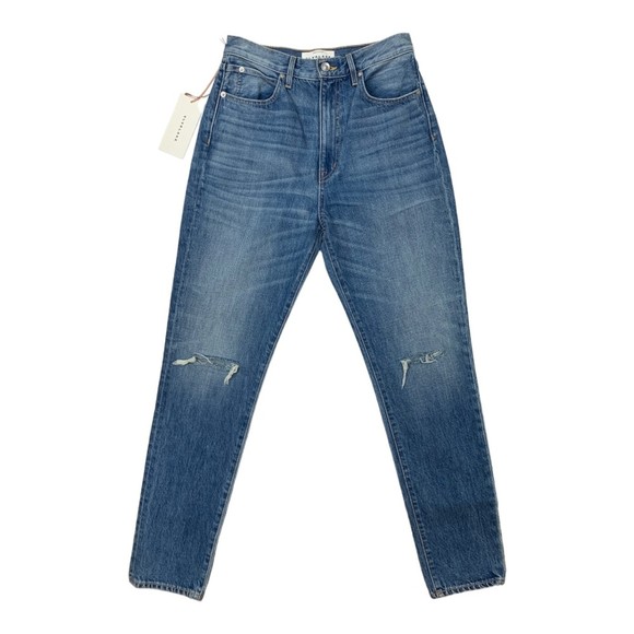 NWT SLVRLAKE Women's Beatnik High Rise Distressed Slim Straight Jeans Size 28 - Picture 2 of 11